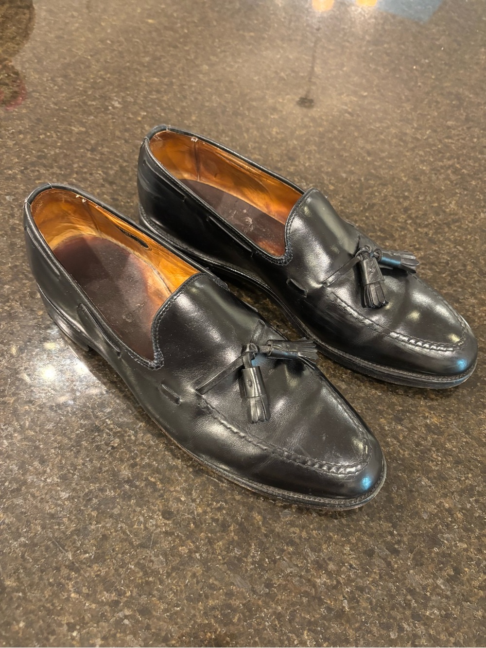 Allen Edmonds Black Leather Tassel Slip-On Loafers